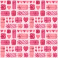 Vector seamless pattern of gift boxs. Colorful presents. Surprise. Background for Valentine`s day Royalty Free Stock Photo